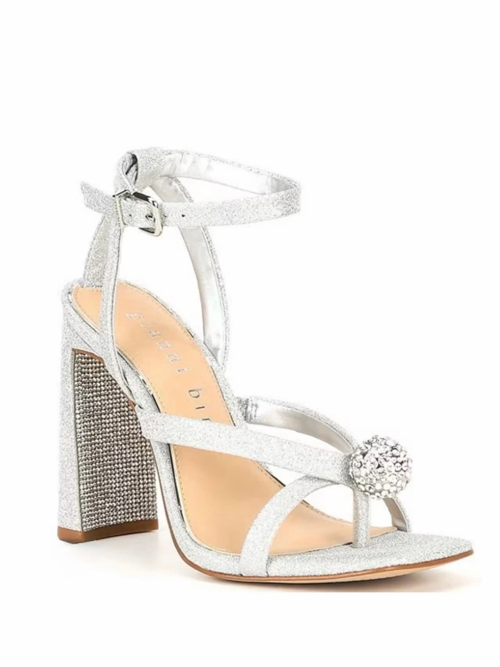 Gianni Bini Booker Glitter Fabric Disco Ball Rhinestone Thong Dress Sandals